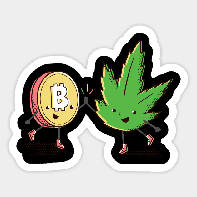 Bitcoin and Cannabis Sticker by Imaginariux